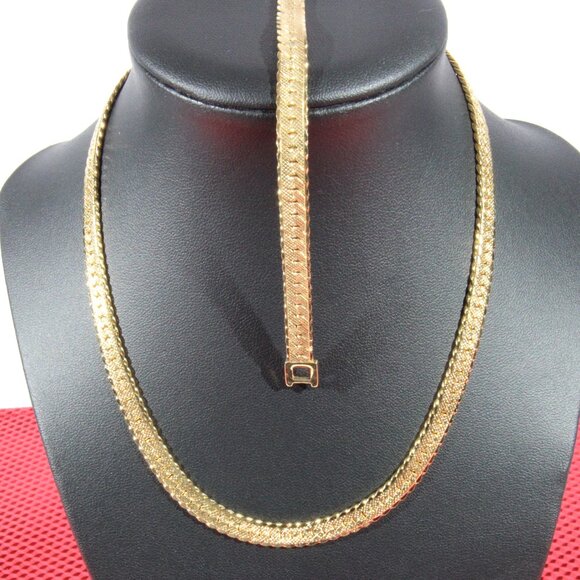 Monet Gold Plated Herringbone Necklace with Matching Bracelet - Picture 7 of 7